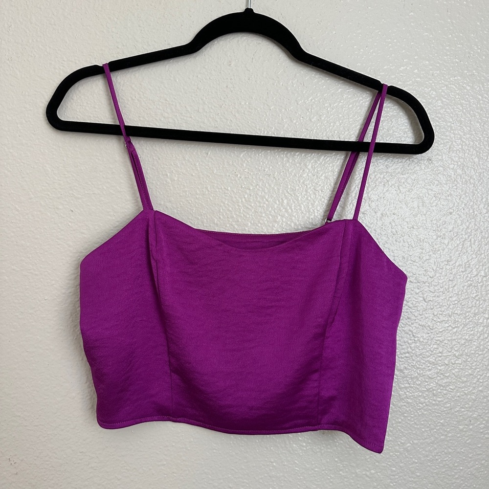 Express Purple Satin Crop Top Small